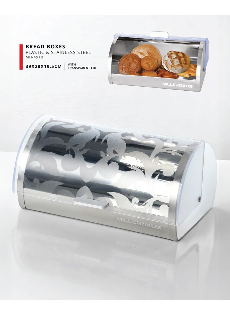 Bread Box Stainless Steel /Ps Transparent lid Silver Color