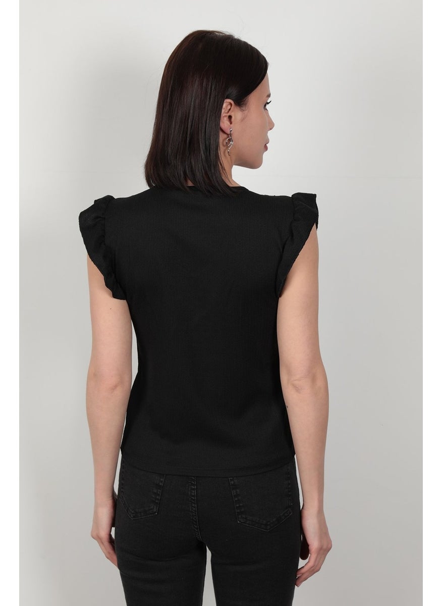 Giysa Women's V Neck Embroidered Ruffle Blouse  - Image 3