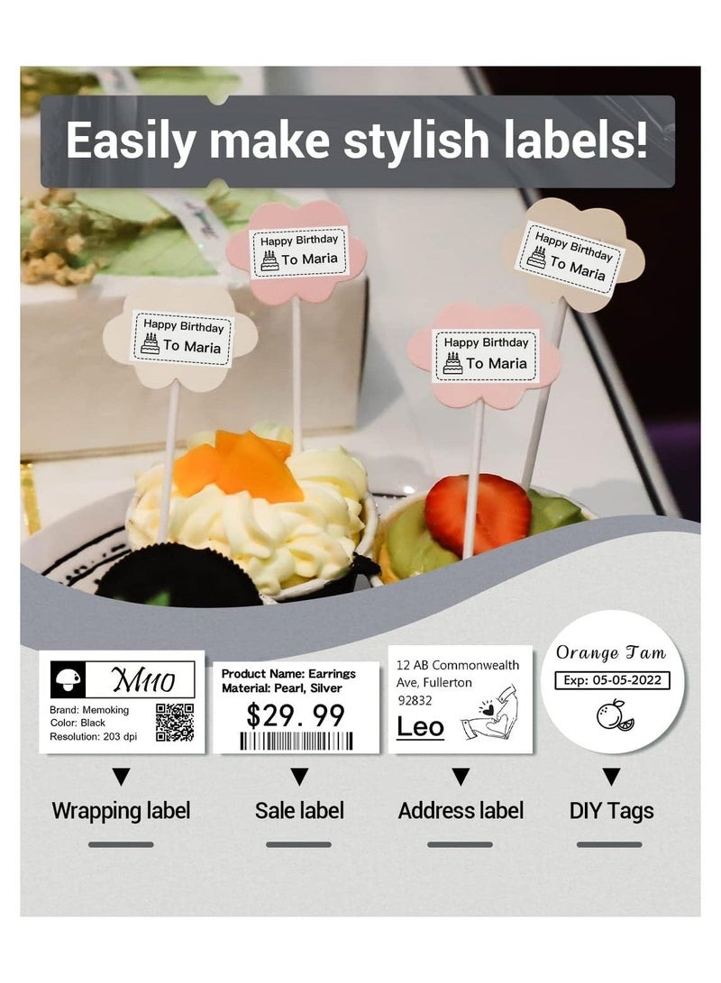 phomemo M110 Receipt Printer Label Maker Portable Bluetooth Thermal Mini Label Maker Machine Sticker Maker Barcode Printer for Clothing Jewelry Retail Mailing Compatible with Android iOS System - Image 2