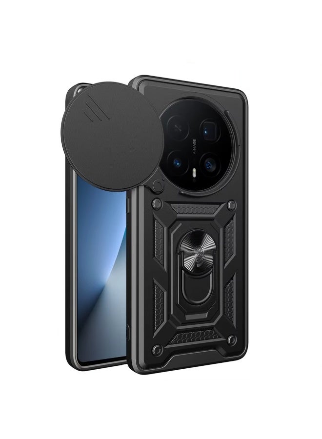 جراب حمايه مقاوم للصدمات وحمايه للكاميرا مزود بدبله معدنيه متوافق مع  Honor Magic 8 Pro  (اسود)