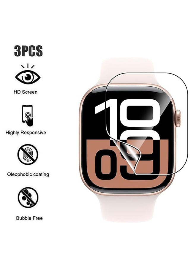 3 Pcs Screen Protector for Apple Watch Series 10 42mm Flexible TPU Film,,Bubble-Free Screen, Anti-Scratch HD Clear (42mm) - Image 3
