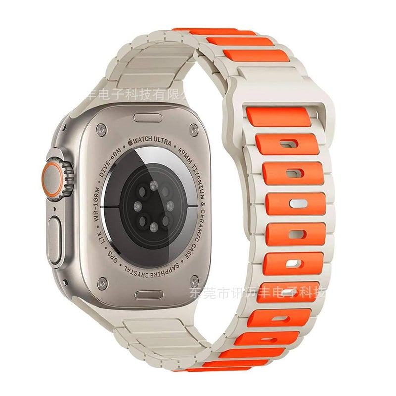 سوار ساعة ذكية باللون أسود قابل للتعديل سوار رياضي من السيليكون متوافق مع Apple Watch 42/44/45/49mm بملاءمة قابلة للتعديل وحزام بديل - Image 5