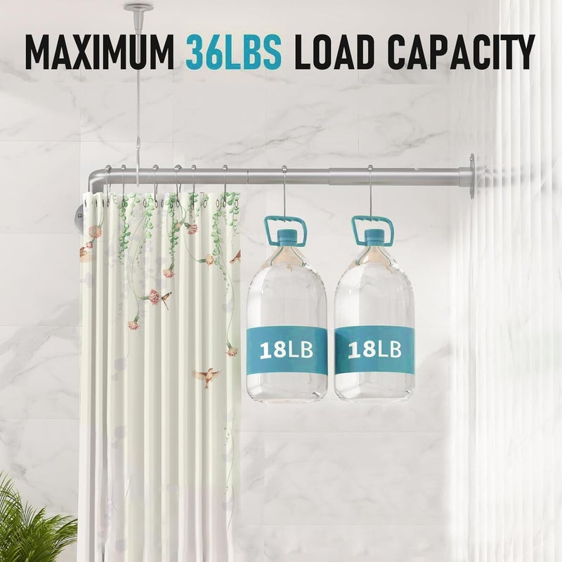 CANRAY Shower Rod Ceiling Support Bracket 2-Pack – Anti-Sagging 304 Stainless Steel, 60" Adjustable Rust-Resistant, Fits Curved/L/U-Shaped Rods - Image 5