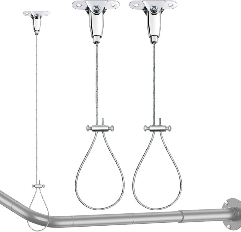 CANRAY Shower Rod Ceiling Support Bracket 2-Pack – Anti-Sagging 304 Stainless Steel, 60" Adjustable Rust-Resistant, Fits Curved/L/U-Shaped Rods - Image 1