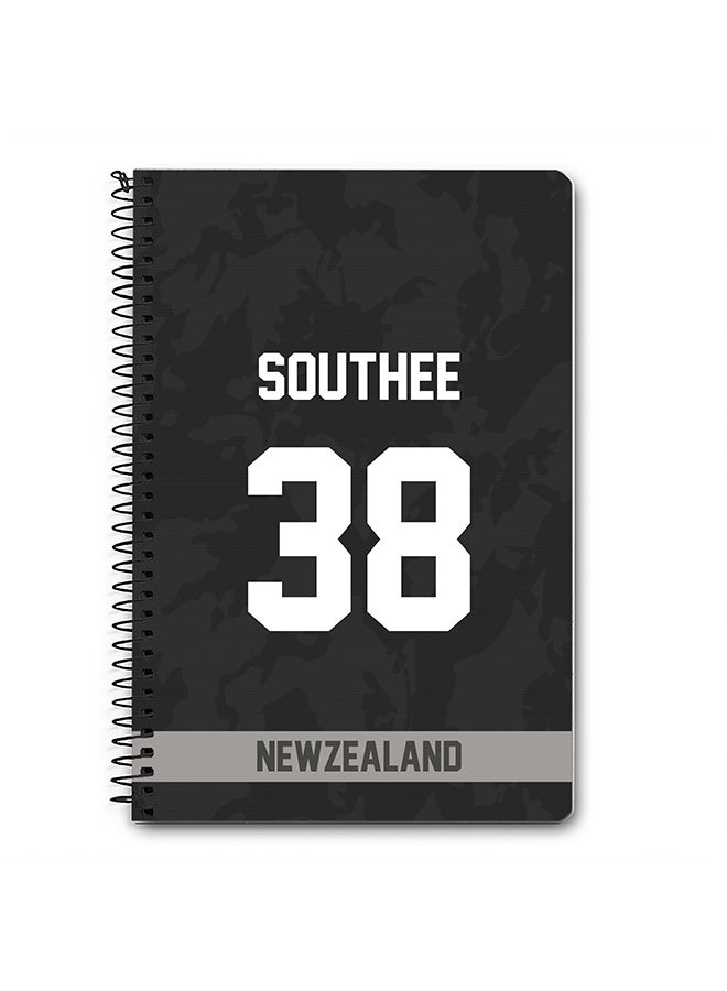 Stylizedd Designer A5 Spiral Notebook Memo Notepad Journal Player - Tim Southee, Jersey Number -38 - Image 1