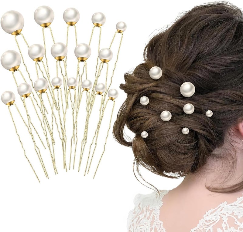 ChicAbode 18 Pcs Pearl Hair Clips for Weddings, Bridal Rhinestone Hair Accessories with U-Shaped and Gold Hair Pins, Suitable for Brides and Bridesmaids - Image 1