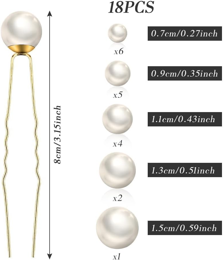 ChicAbode 18 Pcs Pearl Hair Clips for Weddings, Bridal Rhinestone Hair Accessories with U-Shaped and Gold Hair Pins, Suitable for Brides and Bridesmaids - Image 2