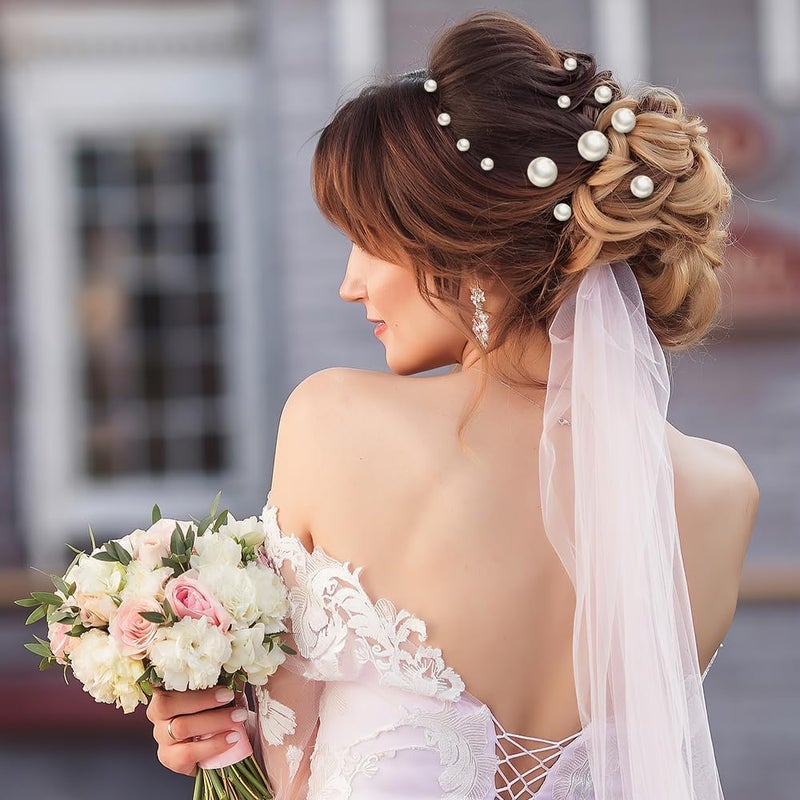 ChicAbode 18 Pcs Pearl Hair Clips for Weddings, Bridal Rhinestone Hair Accessories with U-Shaped and Gold Hair Pins, Suitable for Brides and Bridesmaids - Image 4