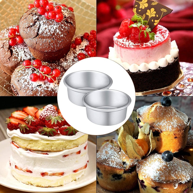 SOLARAE Cake Pans Round Aluminum Cake Pan Set Non stick Round Cheese cake Baking Pans for Home Party Baking Supplies, Round Cake Pans with Removable Bottom for Cake Baking 4 Pieces 4 Inch - Image 5