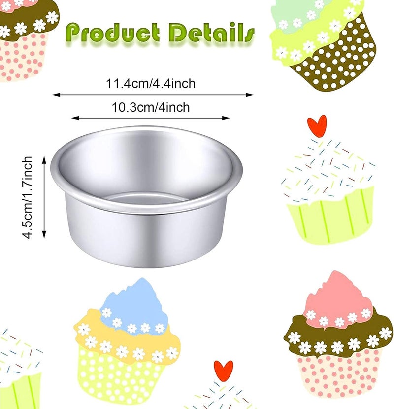 SOLARAE Cake Pans Round Aluminum Cake Pan Set Non stick Round Cheese cake Baking Pans for Home Party Baking Supplies, Round Cake Pans with Removable Bottom for Cake Baking 4 Pieces 4 Inch - Image 2