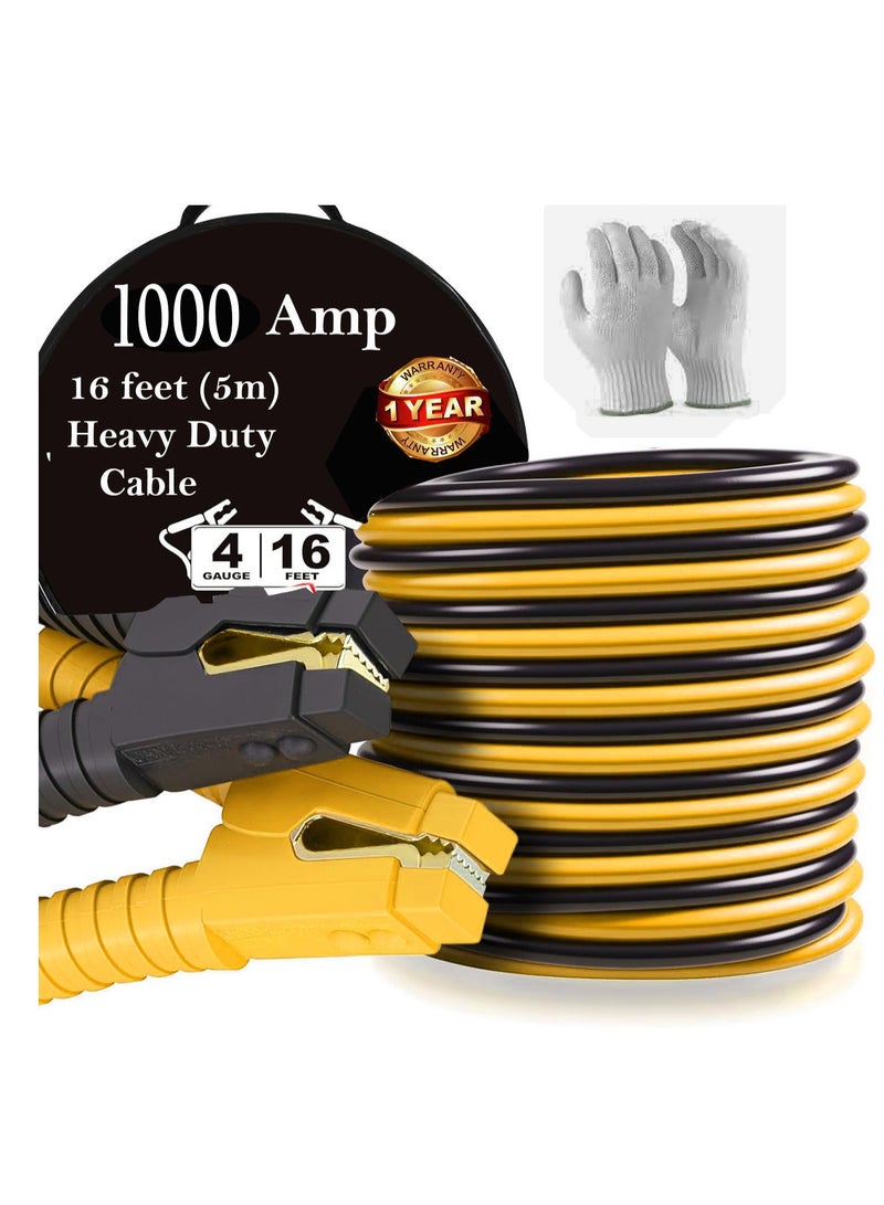 TORONTO 1000AMP Jumper Cables – 16 Feet (5m) Battery Booster with Carry Bag & Gloves for Cars and Small Vehicles - Image 1