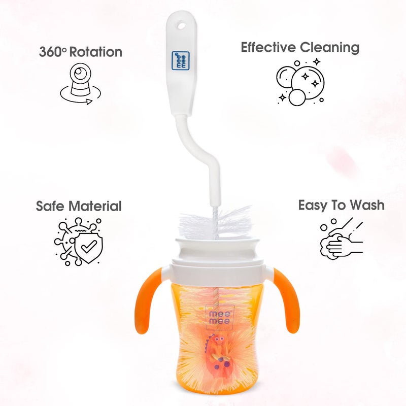 Mee Mee 360° Movable Nylon Bristle Baby Feeding Bottle & Nipple Cleaning Brush - Ergonomic Handle, BPA Free, Pink - Image 3