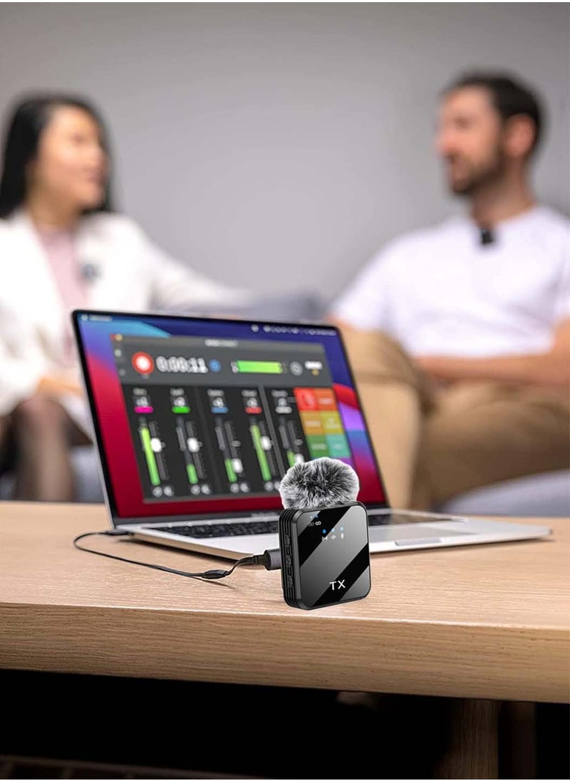 Lavalier Wireless Bluetooth Microphone,2.4G Noise Reduction Mini Microphone,for Tiktok Live Video Recording Vlog Interview Online Classroom
