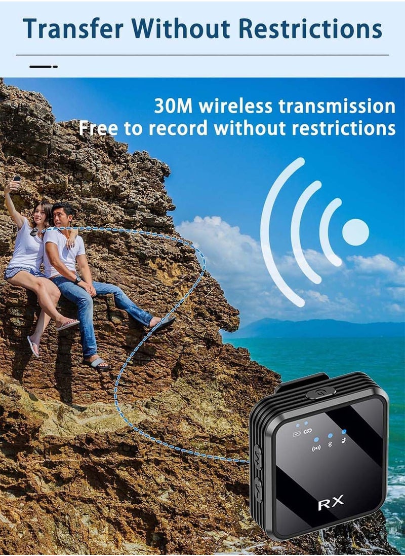 Lavalier Wireless Bluetooth Microphone,2.4G Noise Reduction Mini Microphone,for Tiktok Live Video Recording Vlog Interview Online Classroom