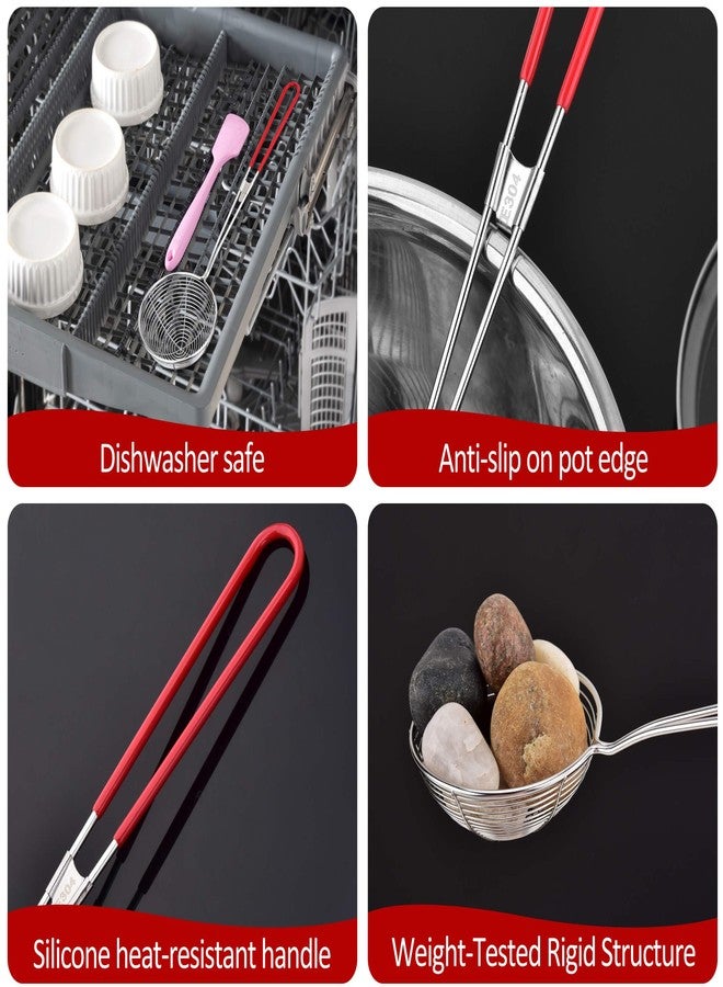 SUNWUKIN 304 Stainless Steel Spider Strainer Skimmer Ladle for Cooking and Frying, Kitchen Gadgets Utensils Wire Pasta Spoon - Image 3