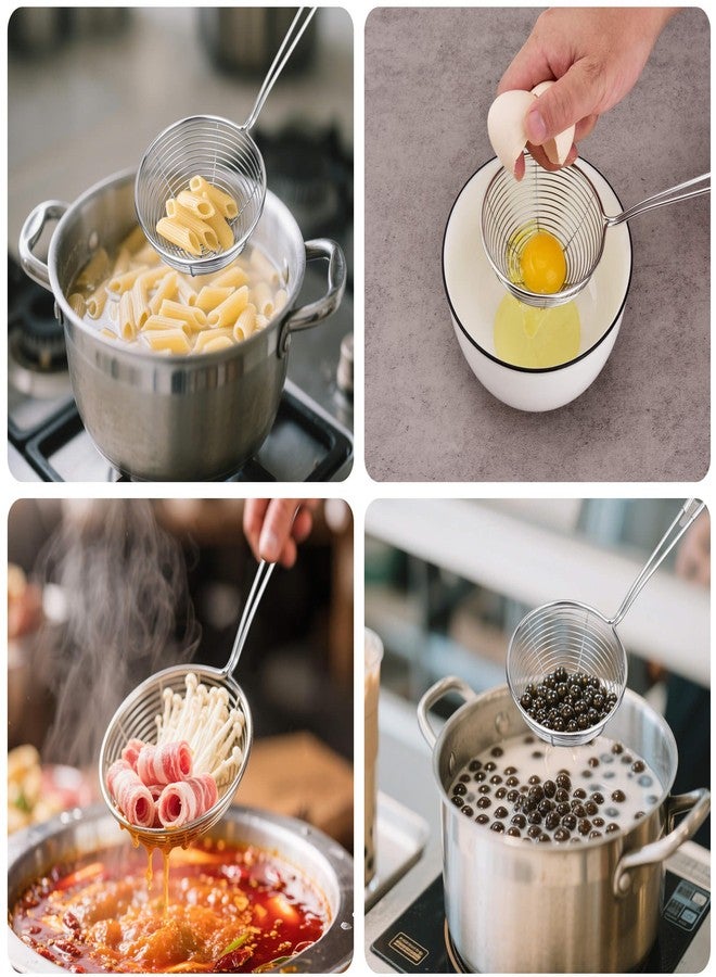 SUNWUKIN 304 Stainless Steel Spider Strainer Skimmer Ladle for Cooking and Frying, Kitchen Gadgets Utensils Wire Pasta Spoon - Image 5
