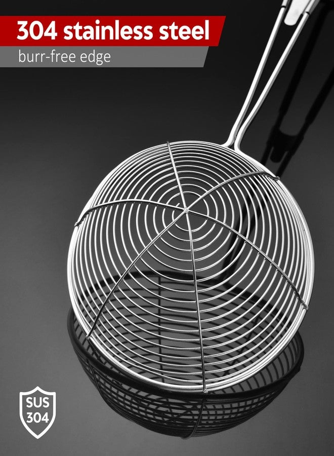 SUNWUKIN 304 Stainless Steel Spider Strainer Skimmer Ladle for Cooking and Frying, Kitchen Gadgets Utensils Wire Pasta Spoon - Image 2