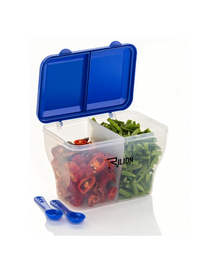 RILION Multipurpose Plastic 2 In 1 Fridge Storage Boxes Containers Masala Box for Kitchen, for Kitchen, Transparent Storage Containers Airtight Grocery, Cereal, Dry Fruits Dabba 1900 ML with 2 Spoons - Image 2