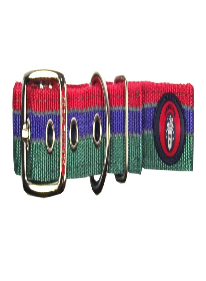 Hamilton Double Thick Deluxe Dog Collar with Reflective Threads, 1 by 26-Inch, Green/Blue/Red - Image 1