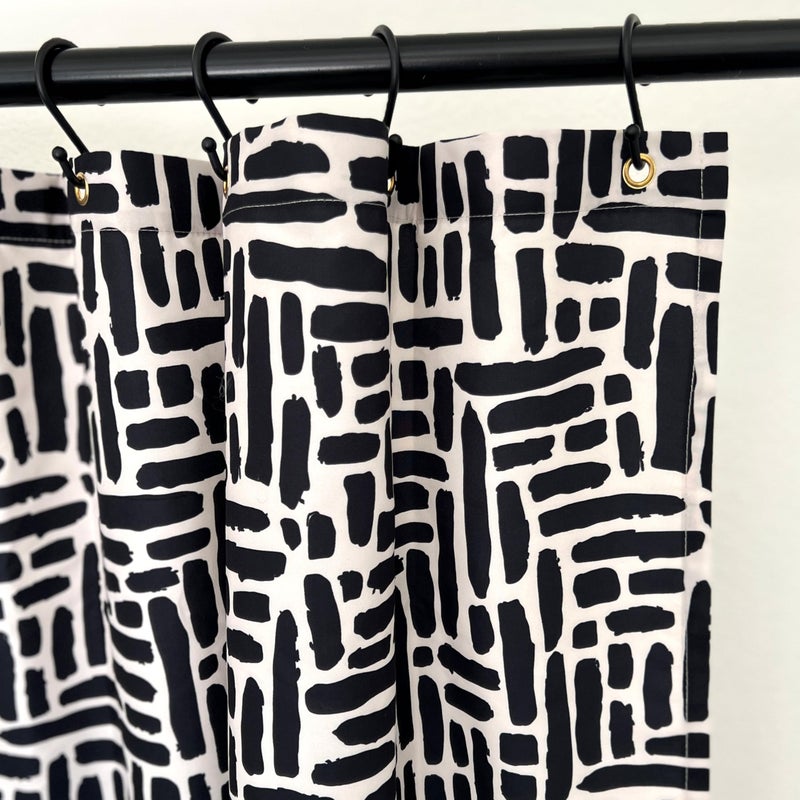Worthwhile Goods Modern Black and Ivory Brushstroke Print Shower Curtain - Abstract Minimalist Pattern - Neutral Design - Trendy Fabric Shower Curtain for Any Bathroom - 72x72 Inches (Brushstroke) - Image 3