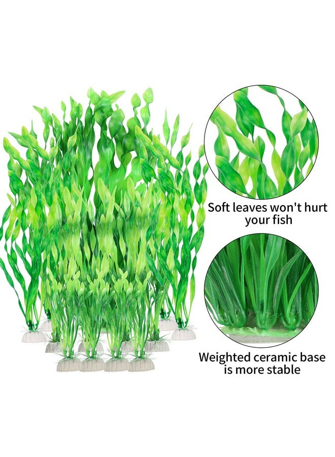 MYLIFEUNIT MyLifeUNIT Artificial Aquarium Plants, 13 Pack Plastic Seaweed Water Plants for Fish Tanks (Green) - Image 2