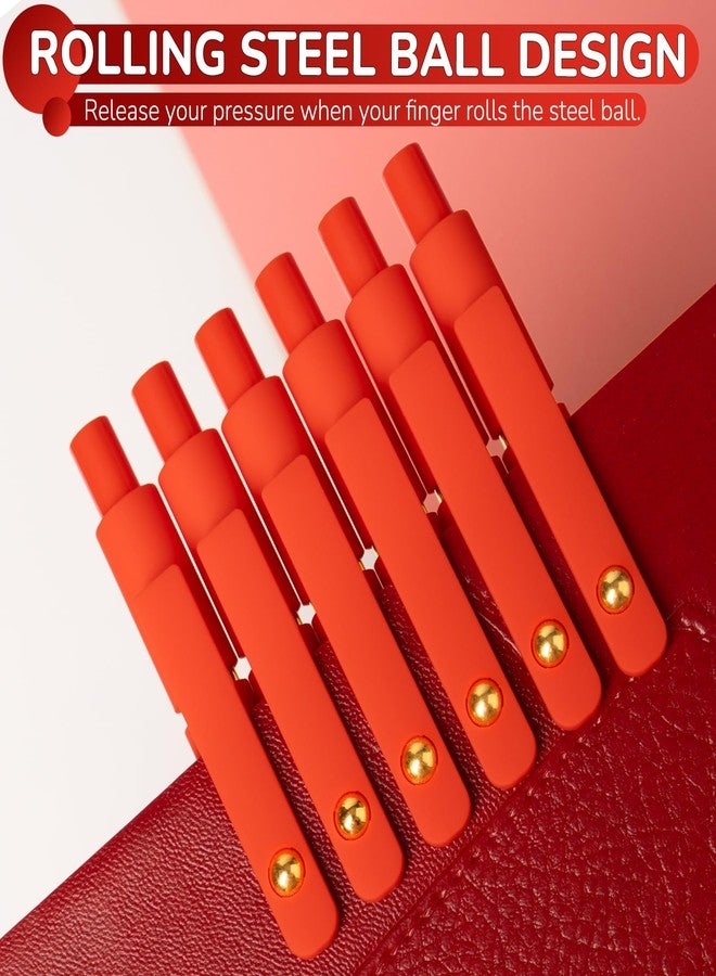 YOXMJDB 6 Pcs Red Ink Pens for Journaling 0.5mm Fine Point Red Gel Ink Pens, Smooth Writing Quick Dry Pen for Note Taking, Gift Set for Women & Men (6 Pcs Red Gold) - Image 3
