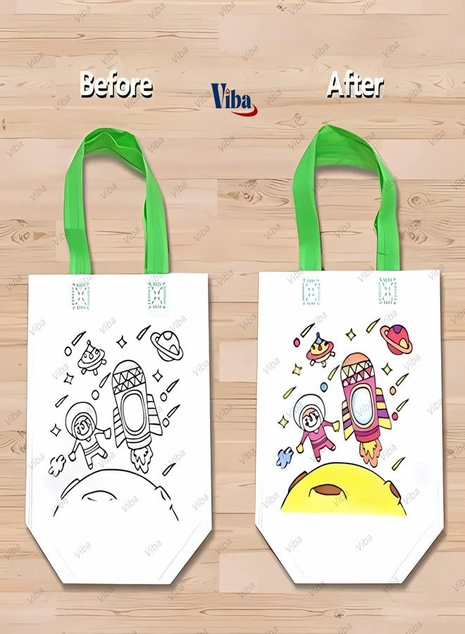 VIBA® DIY Canvas Gift Bag - Colour Your Own Tote Bag for Kids | Reusable Craft Bag | Eco-Friendly Return Gift for Parties, Birthdays & DIY Fun - Size 30x22x9cm - Image 5