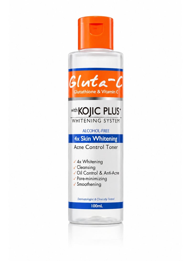GLUTA C Gluta-C Kojic Plus+ 4x Whitening Acne Control Facial Toner, Alcohol-Free, 100ml - Image 1
