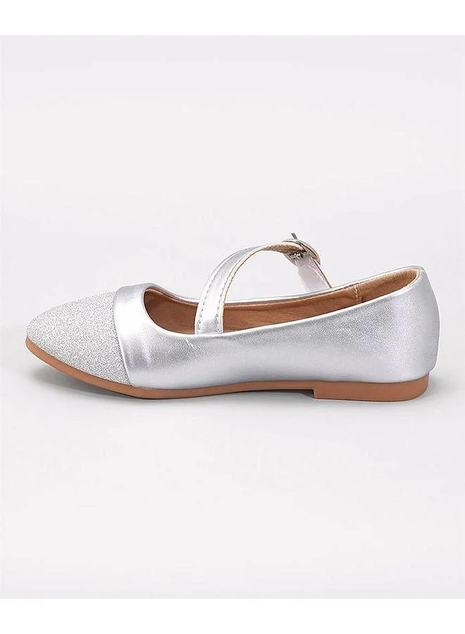 Mark & Mia Mark & Mia Glittery Velcro Closure Party Wear Ballerina Shoes - Silver