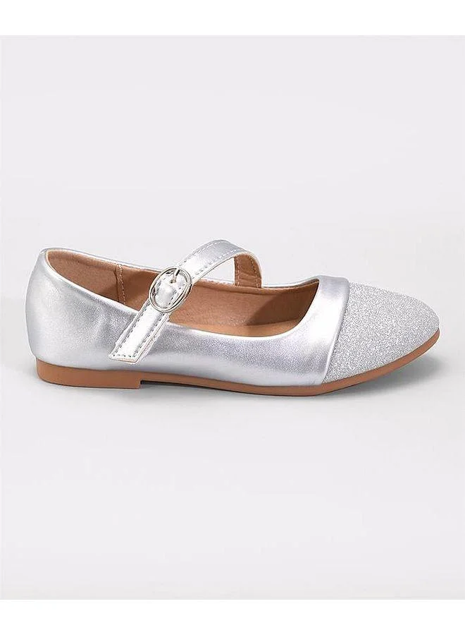 Mark & Mia Mark & Mia Glittery Velcro Closure Party Wear Ballerina Shoes - Silver