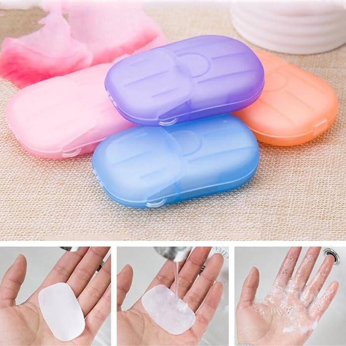 Newvent® Disposable Travel Paper Soap Strips for Handwash - Travelling Scented Mini Paper Soap Sheets Flakes Cleaning Foaming Hand Washing (Pack of 4) - Image 3