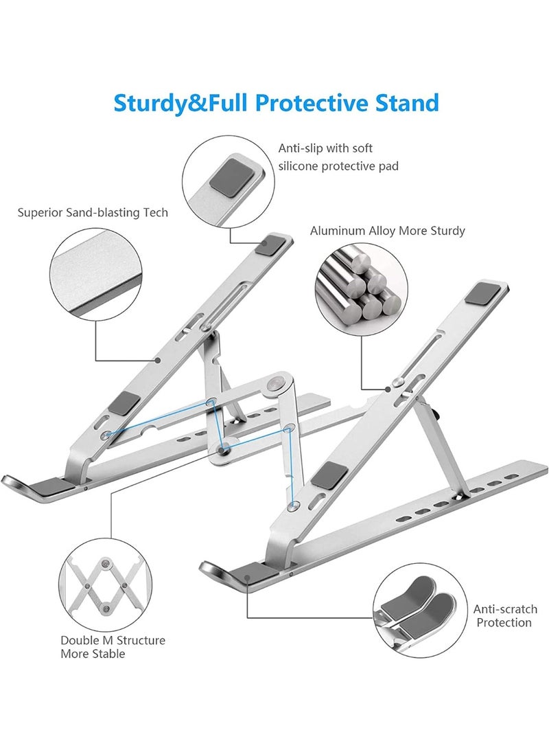 Panvil Aluminum Laptop Stand – Adjustable Foldable Laptop Holder with 7 Angles, Anti-Slip Design, Portable Riser for MacBook, ThinkPad, Tablets & More - Image 4