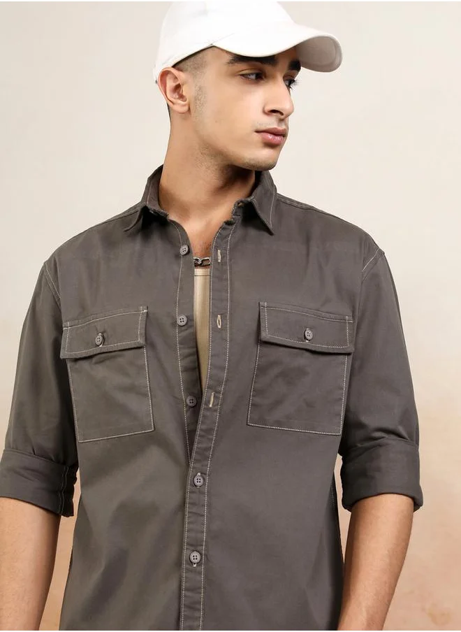 HIGHLANDER Relaxed Fit Collared Shirt with Pockets