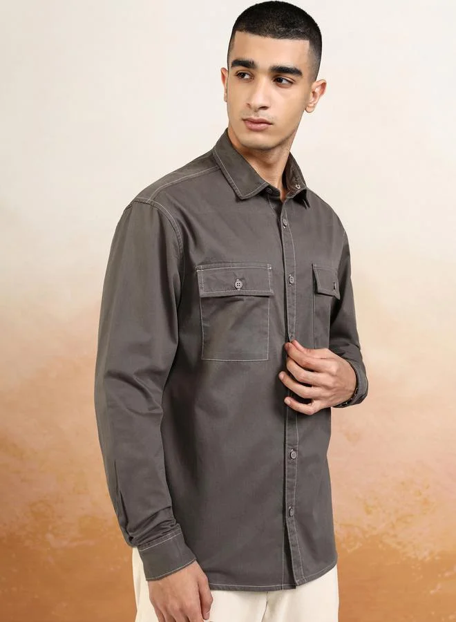 HIGHLANDER HIGHLANDER Relaxed Fit Collared Shirt with Pockets