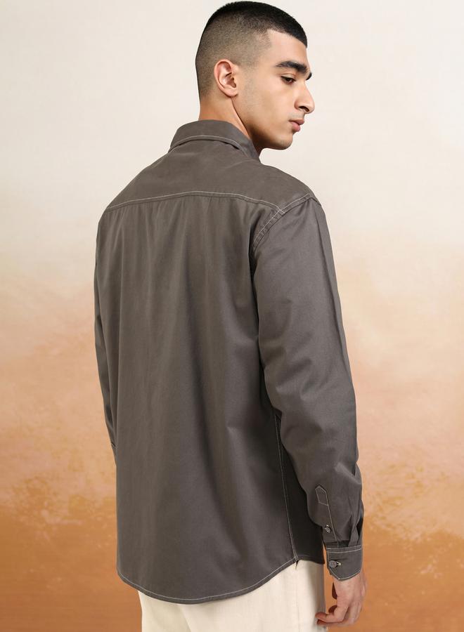 HIGHLANDER Relaxed Fit Collared Shirt With Pockets - Image 3