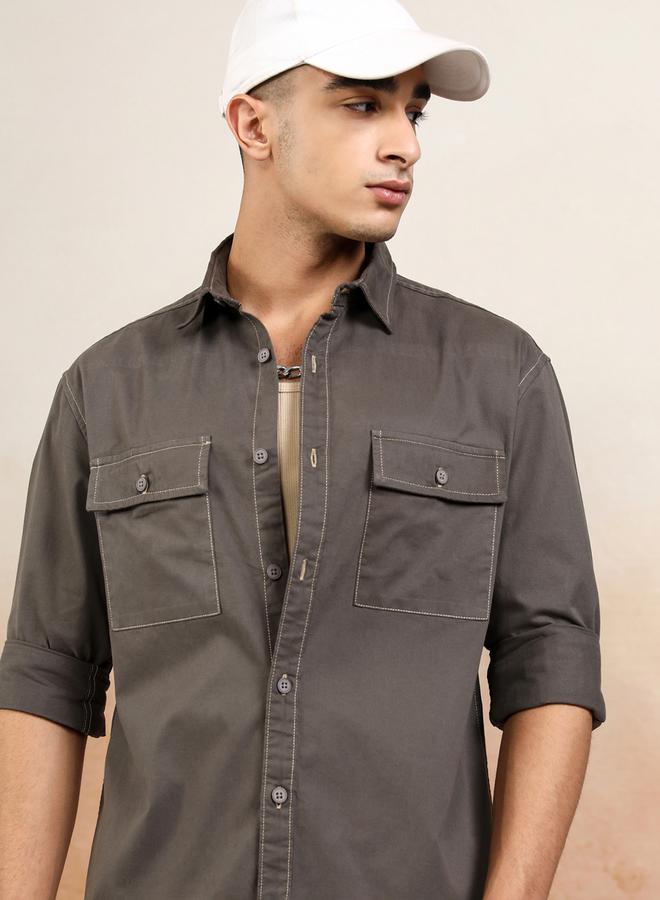 HIGHLANDER Relaxed Fit Collared Shirt With Pockets - Image 4