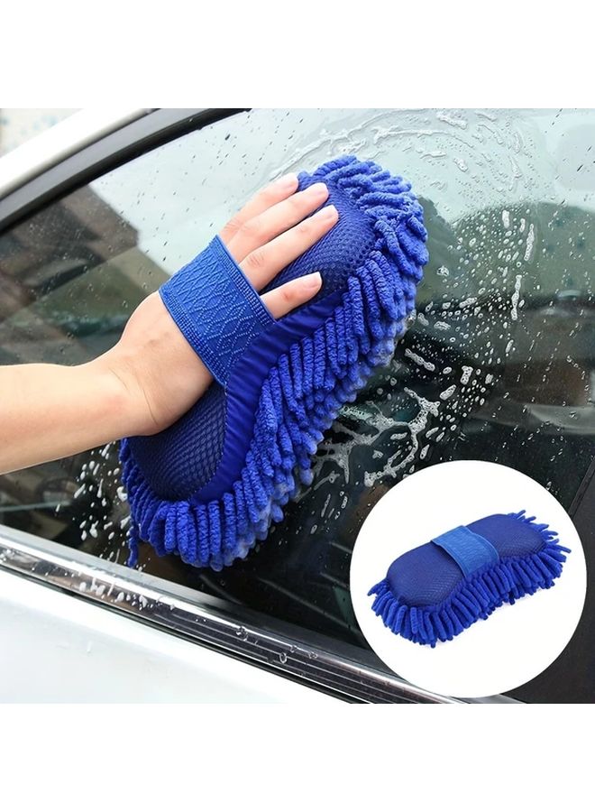 Blue Microfiber Car Wash Sponge Brush for Auto Motorcycle Home Easy to Use - Image 1