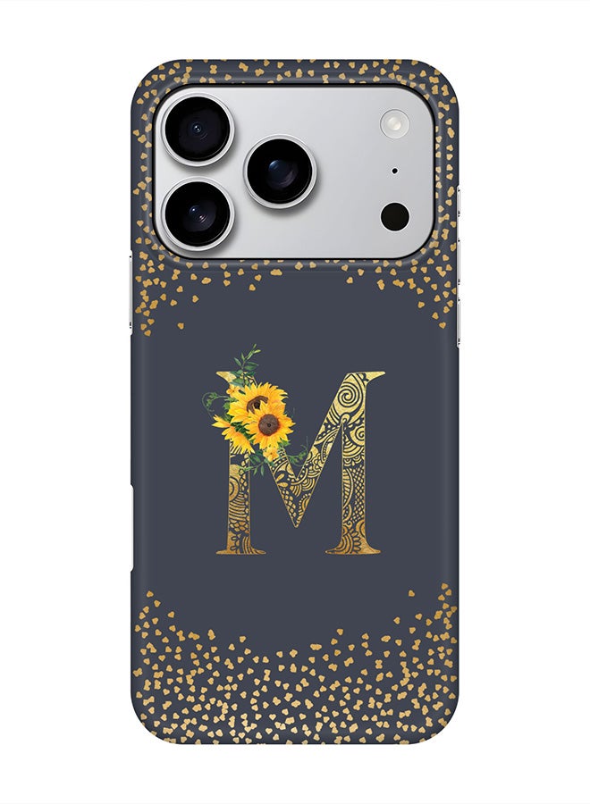 Stylizedd For iPhone 17 Pro,Case, [Compatible with MagSafe] Magnetic cover Slim fit Protection Matte, - Custom Floral Monogram - M  (Grey )