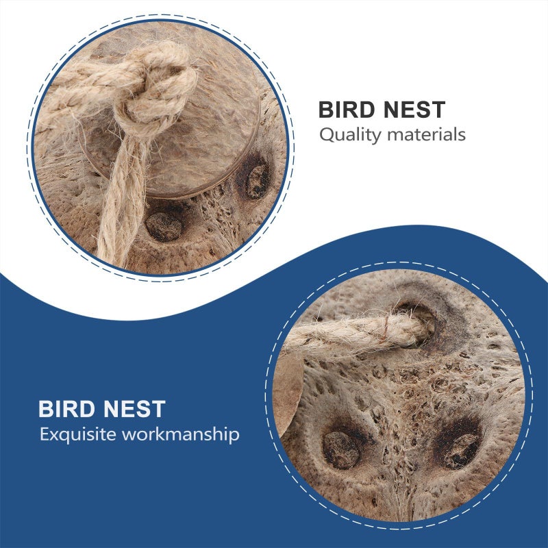 Hanging Artificial Bird Nest Coconut Shell With Jute Rope Bird Shelter For Outdoor Garden Decoration - Image 3