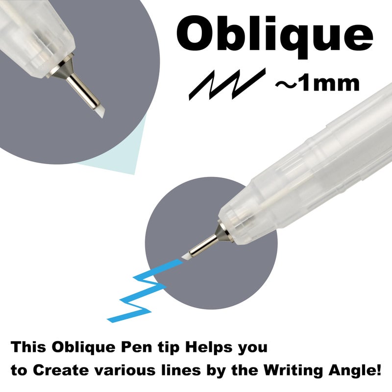 Kuretake Karappo Pen, 1mm Oblique tip 5pcs set, Empty refillable ink pen, for lettering, calligraphy, illustration, drawing, Made in Japan - Image 2