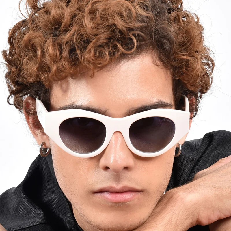 Woggles Red Pappy Jitter White Polarized Round Sunglasses