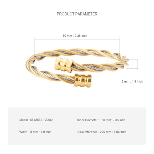 wynameleri Durable Men's Twisted Gold Stainless Steel Bracelet with Classic Design - Image 3