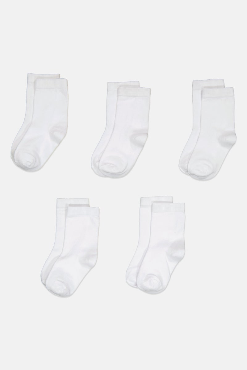 bebe Toddlers Girl 5 Pairs Plain Ankle Socks, White  - Image 2