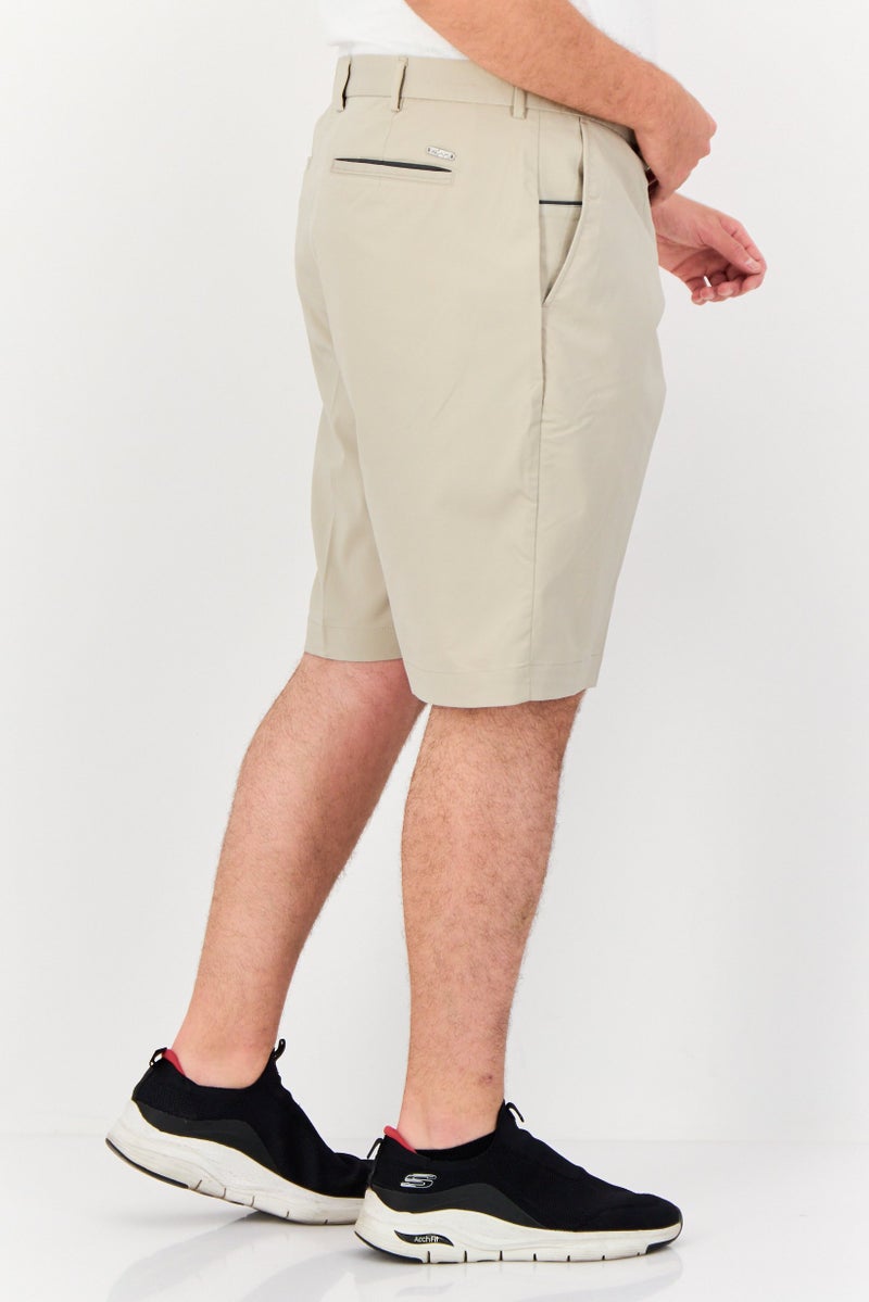 Greg Norman Men Solid Golf Shorts, Khaki  - Image 2