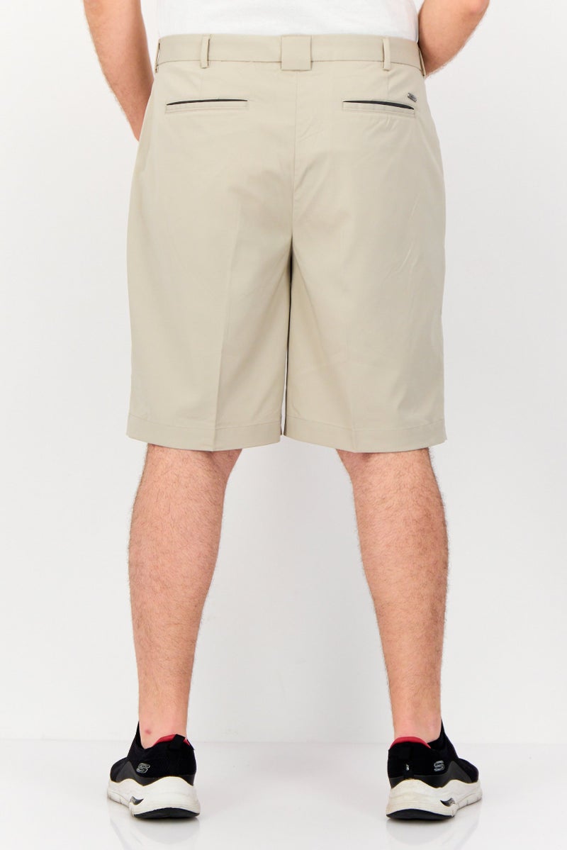Greg Norman Men Solid Golf Shorts, Khaki  - Image 3