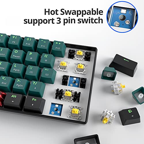 surmen GT61 Wireless 60% Keyboard, Mini RGB Mechanical Gaming Keyboard 60 Percent Hot-Swappable with Linear Gateron Switch Type-C/Bluetooth 5.0 Programmable (Gateron Yellow, Sound Wave 61) - Image 4