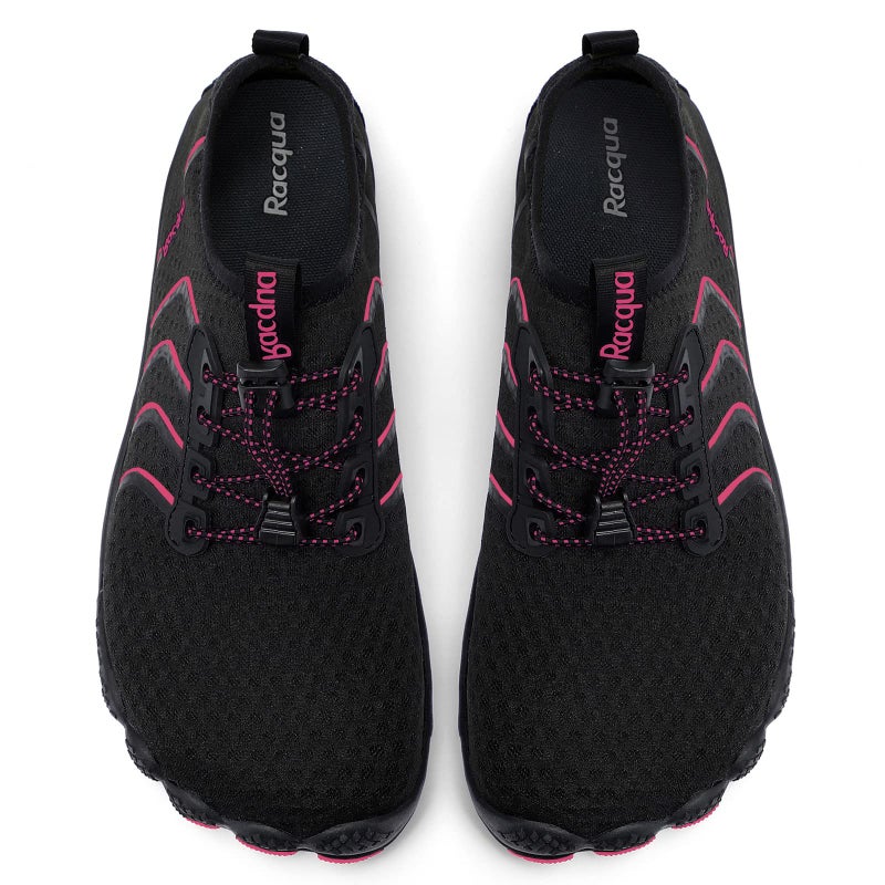 Racqua Womens Beach Surf Swim Pool Water Shoes Hiking Walking Sport Shoes Quick Dry Barefoot Aqua Shoes Black/Rose 9 W/8 M - Image 4
