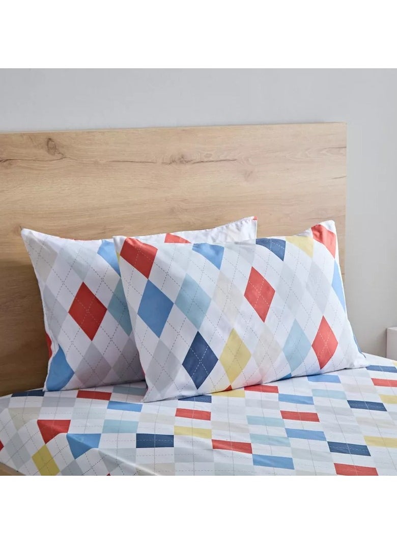 Home Box Nora 2-Piece Plaid Reversible Microfibre Pillow Cover Set - 50x75 cm  - Image 1