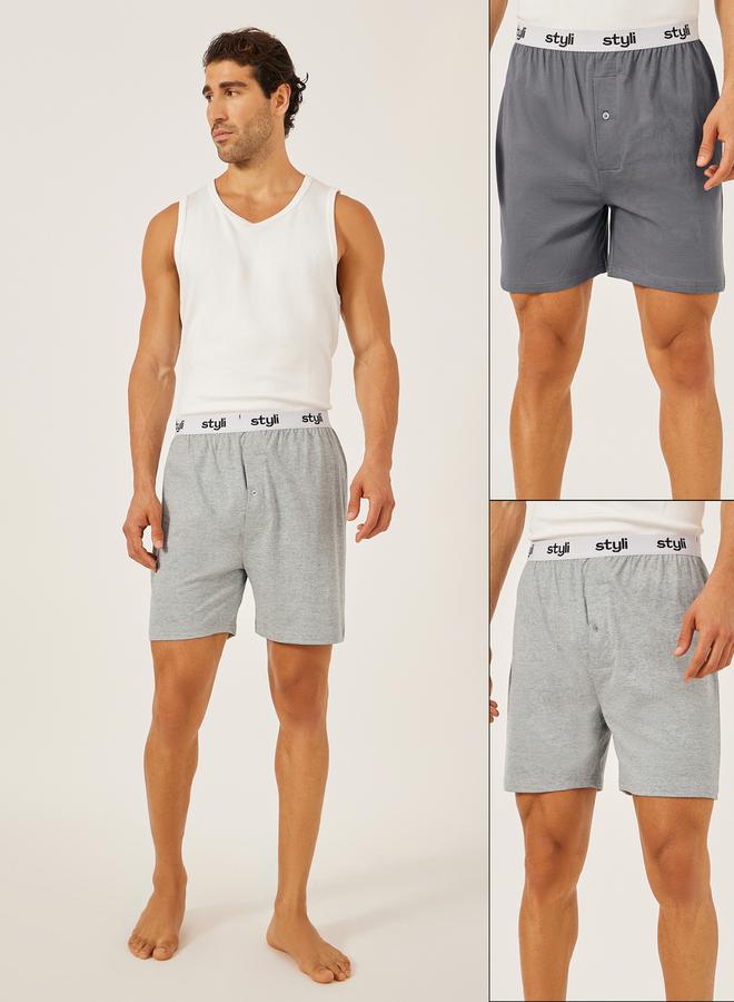 Styli Pack of 2 - Knitted Boxer With Elasticated Waistband  - Image 1