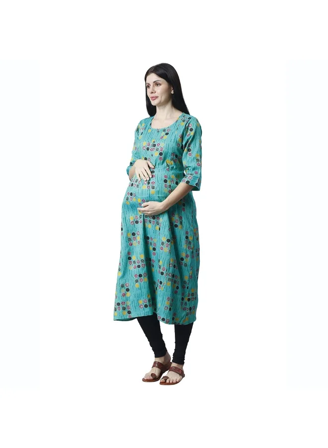 أوروبا الوسطى والشرقية 18 Women's Cotton Rayon A-Line MaternityFeeding kurti With Zippers